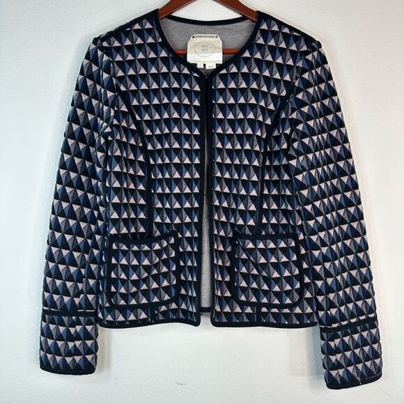 Anthropologie Hei Hei Vala Quilted Geometric Blazer Jacket Womens Medium Boho - Picture 1 of 9
